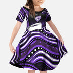 Hobart Hurricanes Cricket Kid Short Sleeve Dress Australian Cricket Mascot - Modern Indigenous Style