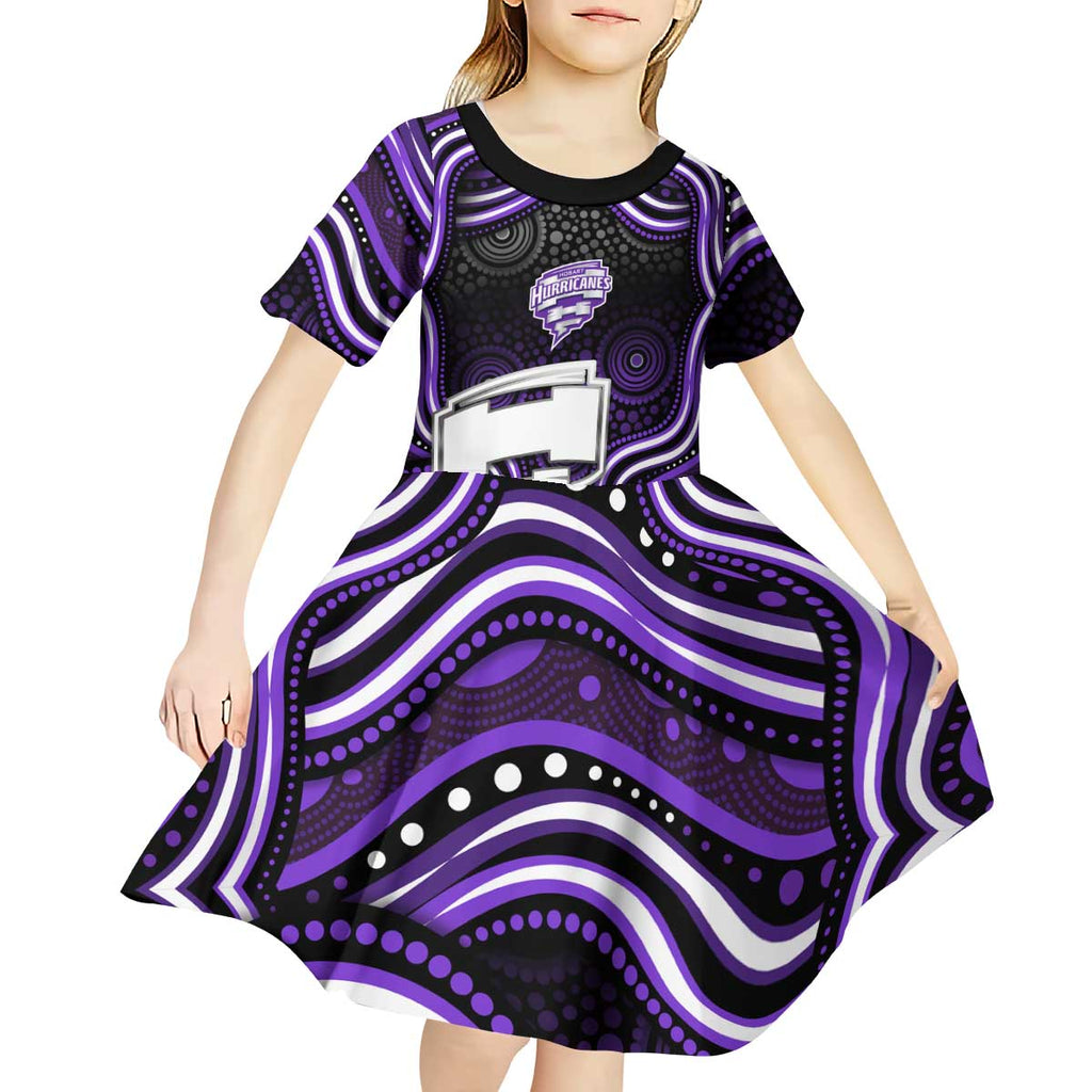 Hobart Hurricanes Cricket Kid Short Sleeve Dress Australian Cricket Mascot - Modern Indigenous Style