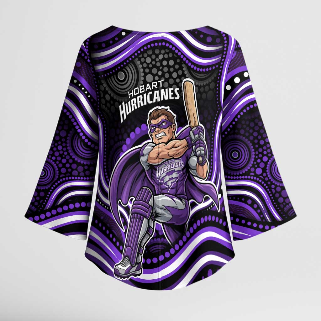 Hobart Hurricanes Cricket Kimono Sleeve Blouse Australian Cricket Mascot - Modern Indigenous Style