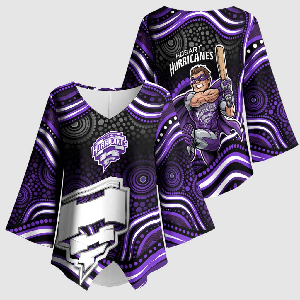 Hobart Hurricanes Cricket Kimono Sleeve Blouse Australian Cricket Mascot - Modern Indigenous Style