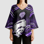 Hobart Hurricanes Cricket Kimono Sleeve Blouse Australian Cricket Mascot - Modern Indigenous Style