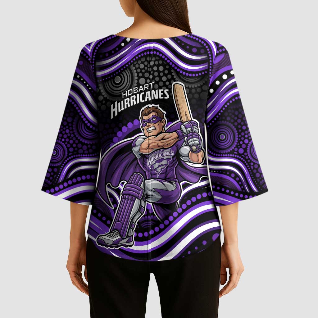 Hobart Hurricanes Cricket Kimono Sleeve Blouse Australian Cricket Mascot - Modern Indigenous Style