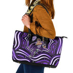 Hobart Hurricanes Cricket Leather Tote Bag Australian Cricket Mascot - Modern Indigenous Style