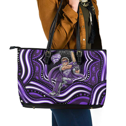 Hobart Hurricanes Cricket Leather Tote Bag Australian Cricket Mascot - Modern Indigenous Style
