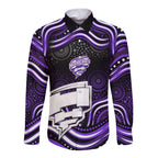 Hobart Hurricanes Cricket Long Sleeve Button Shirt Australian Cricket Mascot - Modern Indigenous Style