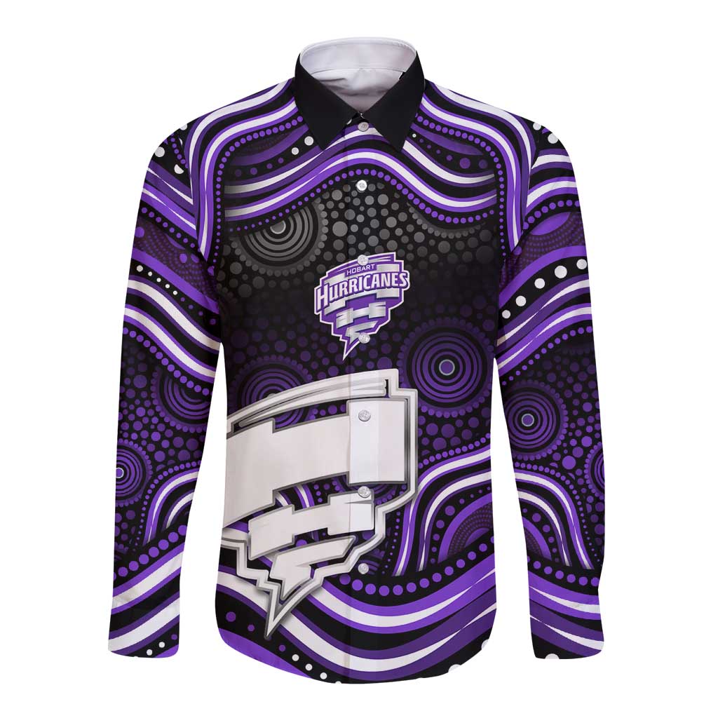 Hobart Hurricanes Cricket Long Sleeve Button Shirt Australian Cricket Mascot - Modern Indigenous Style
