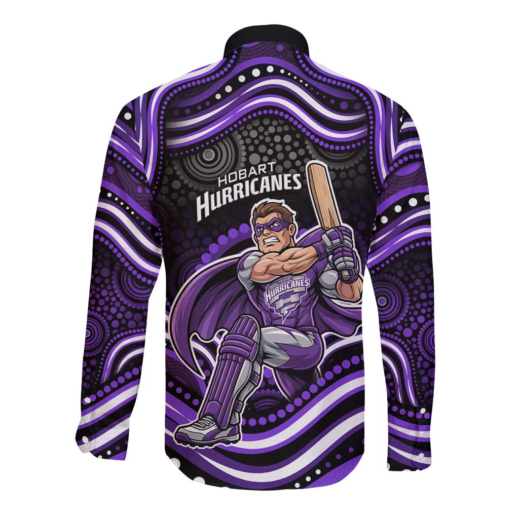 Hobart Hurricanes Cricket Long Sleeve Button Shirt Australian Cricket Mascot - Modern Indigenous Style