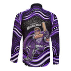 Hobart Hurricanes Cricket Long Sleeve Button Shirt Australian Cricket Mascot - Modern Indigenous Style