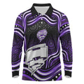 Hobart Hurricanes Cricket Long Sleeve Polo Shirt Australian Cricket Mascot - Modern Indigenous Style