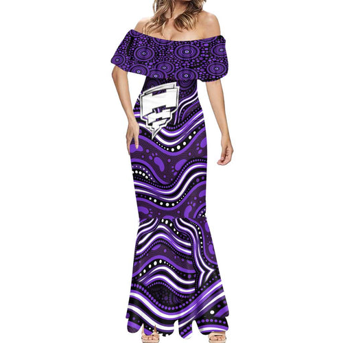 Hobart Hurricanes Cricket Mermaid Dress Australian Cricket Mascot - Modern Indigenous Style