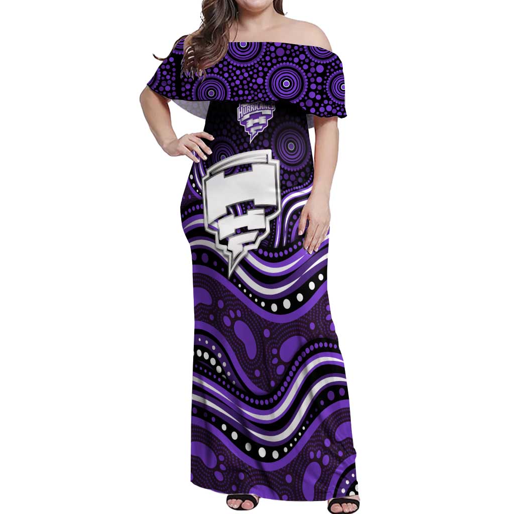 Hobart Hurricanes Cricket Off Shoulder Maxi Dress Australian Cricket Mascot - Modern Indigenous Style