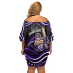Hobart Hurricanes Cricket Off Shoulder Short Dress Australian Cricket Mascot - Modern Indigenous Style