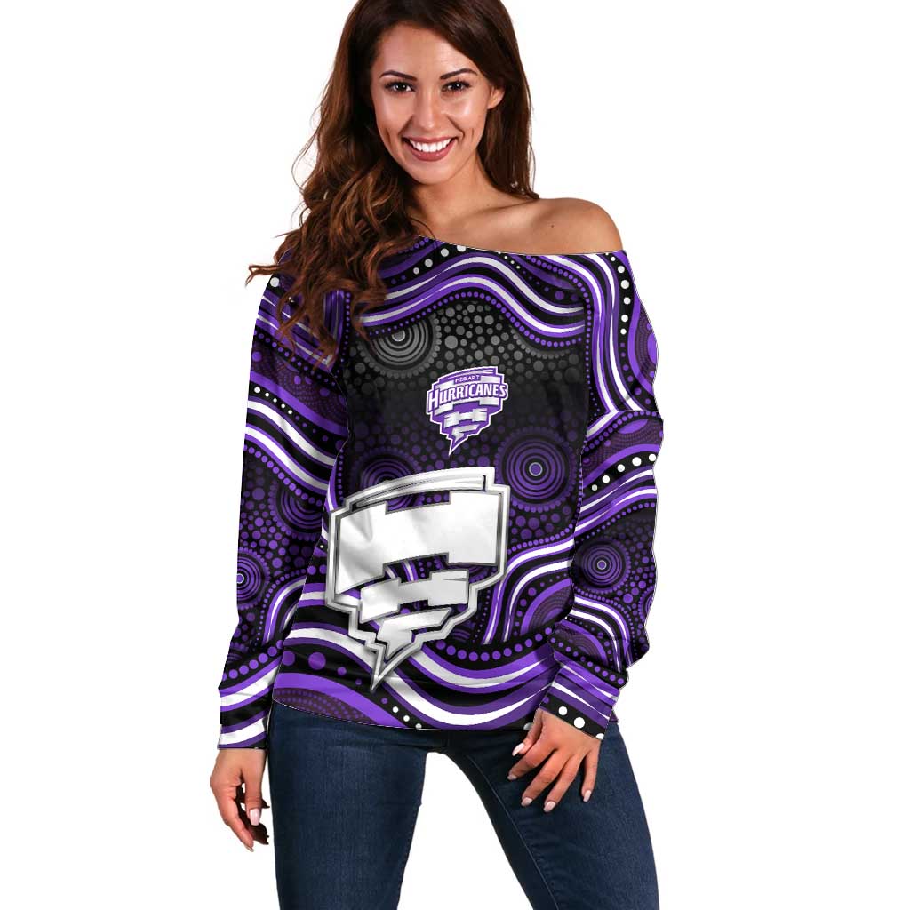 Hobart Hurricanes Cricket Off Shoulder Sweater Australian Cricket Mascot - Modern Indigenous Style