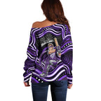 Hobart Hurricanes Cricket Off Shoulder Sweater Australian Cricket Mascot - Modern Indigenous Style