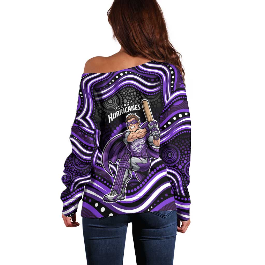 Hobart Hurricanes Cricket Off Shoulder Sweater Australian Cricket Mascot - Modern Indigenous Style