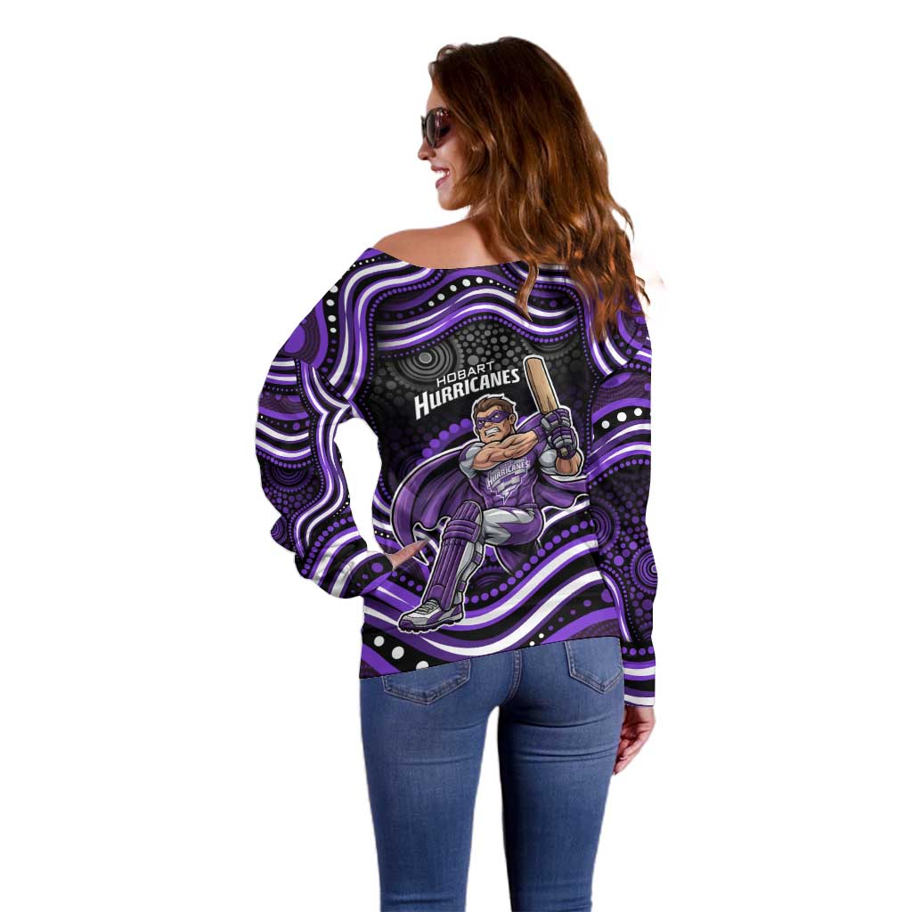 Hobart Hurricanes Cricket Off Shoulder Sweater Australian Cricket Mascot - Modern Indigenous Style