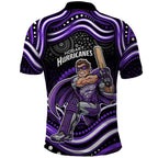 Hobart Hurricanes Cricket Polo Shirt Australian Cricket Mascot - Modern Indigenous Style