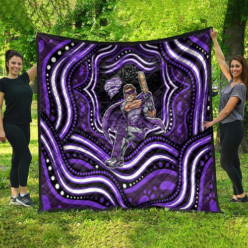 Hobart Hurricanes Cricket Quilt Australian Cricket Mascot - Modern Indigenous Style