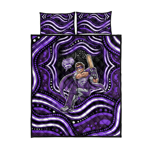 Hobart Hurricanes Cricket Quilt Bed Set Australian Cricket Mascot - Modern Indigenous Style