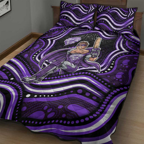 Hobart Hurricanes Cricket Quilt Bed Set Australian Cricket Mascot - Modern Indigenous Style