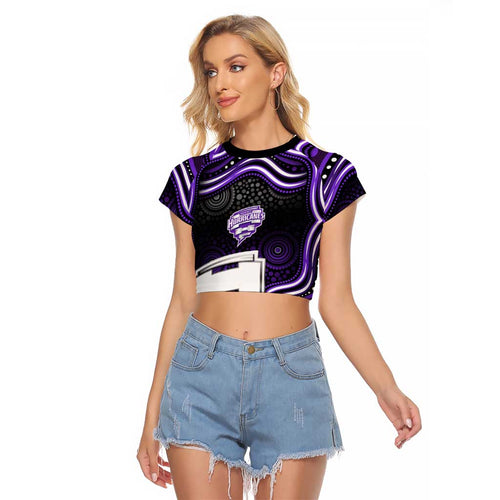 Hobart Hurricanes Cricket Raglan Cropped T Shirt Australian Cricket Mascot - Modern Indigenous Style