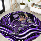 Hobart Hurricanes Cricket Round Carpet Australian Cricket Mascot - Modern Indigenous Style