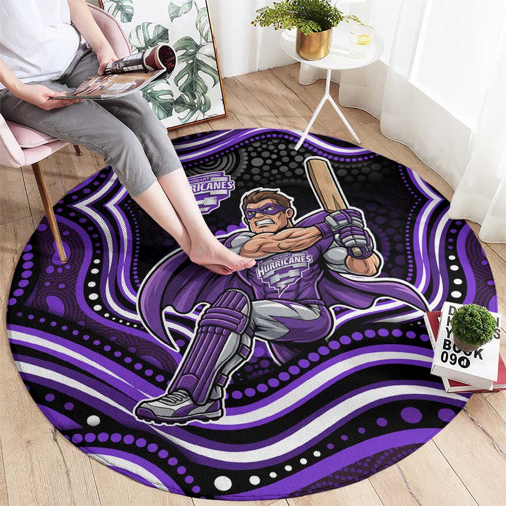 Hobart Hurricanes Cricket Round Carpet Australian Cricket Mascot - Modern Indigenous Style