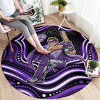 Hobart Hurricanes Cricket Round Carpet Australian Cricket Mascot - Modern Indigenous Style