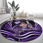 Hobart Hurricanes Cricket Round Carpet Australian Cricket Mascot - Modern Indigenous Style