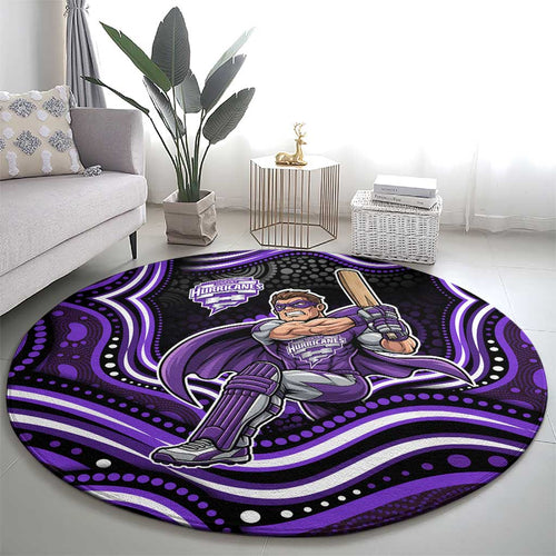 Hobart Hurricanes Cricket Round Carpet Australian Cricket Mascot - Modern Indigenous Style