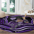Hobart Hurricanes Cricket Round Carpet Australian Cricket Mascot - Modern Indigenous Style