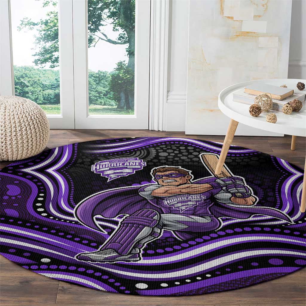 Hobart Hurricanes Cricket Round Carpet Australian Cricket Mascot - Modern Indigenous Style