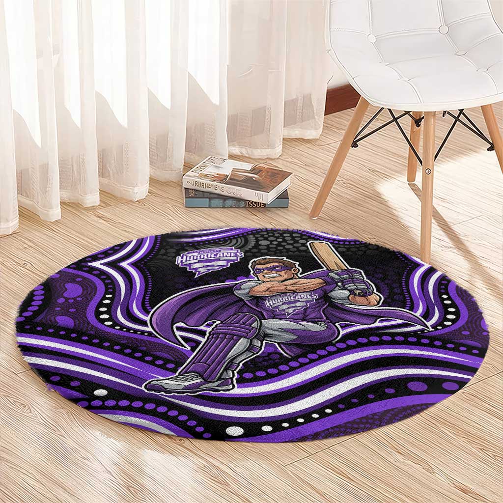 Hobart Hurricanes Cricket Round Carpet Australian Cricket Mascot - Modern Indigenous Style