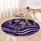 Hobart Hurricanes Cricket Round Carpet Australian Cricket Mascot - Modern Indigenous Style