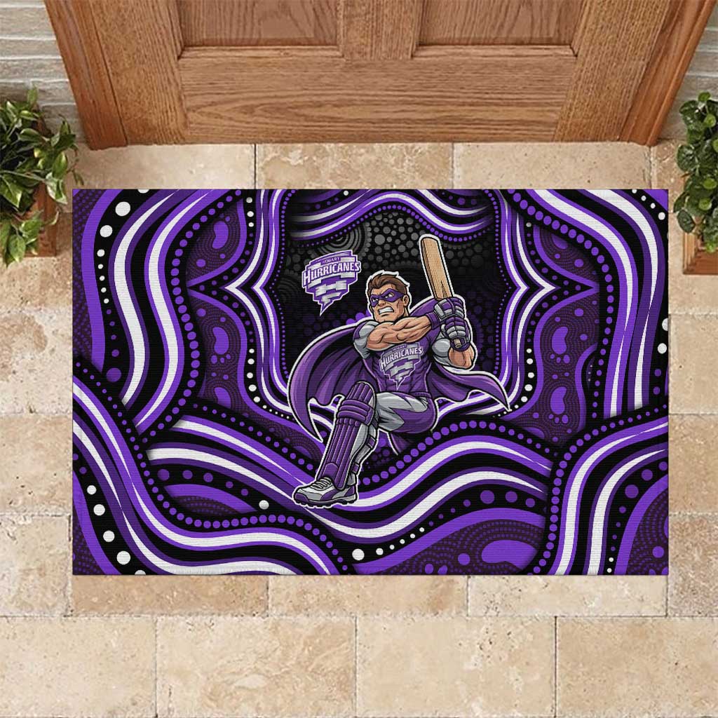 Hobart Hurricanes Cricket Rubber Doormat Australian Cricket Mascot - Modern Indigenous Style