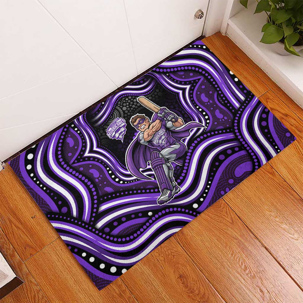 Hobart Hurricanes Cricket Rubber Doormat Australian Cricket Mascot - Modern Indigenous Style