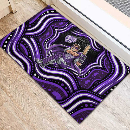 Hobart Hurricanes Cricket Rubber Doormat Australian Cricket Mascot - Modern Indigenous Style