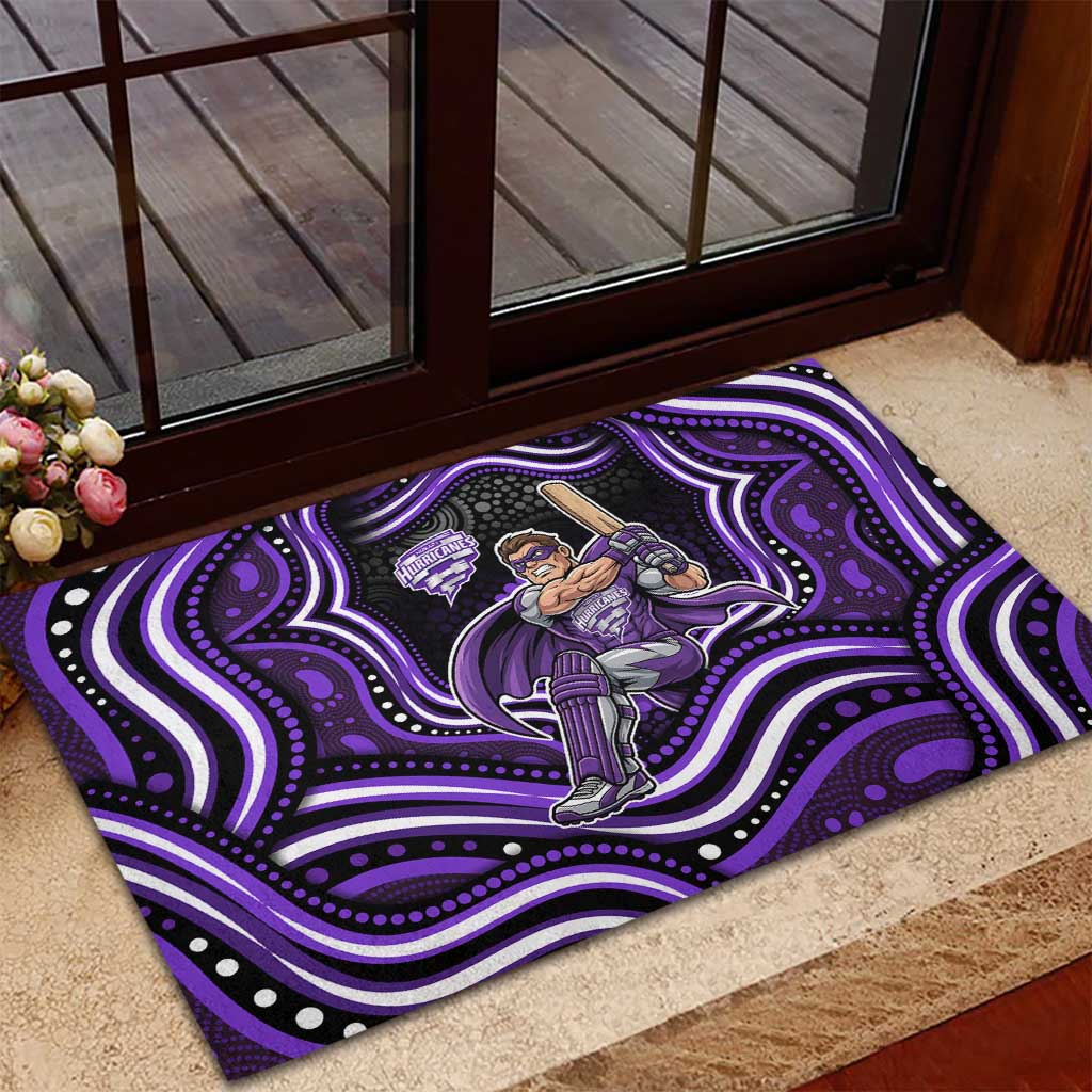 Hobart Hurricanes Cricket Rubber Doormat Australian Cricket Mascot - Modern Indigenous Style