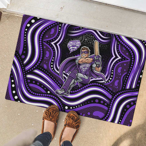 Hobart Hurricanes Cricket Rubber Doormat Australian Cricket Mascot - Modern Indigenous Style