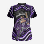 Hobart Hurricanes Cricket Scrub Top Australian Cricket Mascot - Modern Indigenous Style