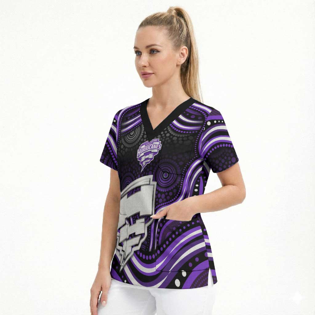 Hobart Hurricanes Cricket Scrub Top Australian Cricket Mascot - Modern Indigenous Style