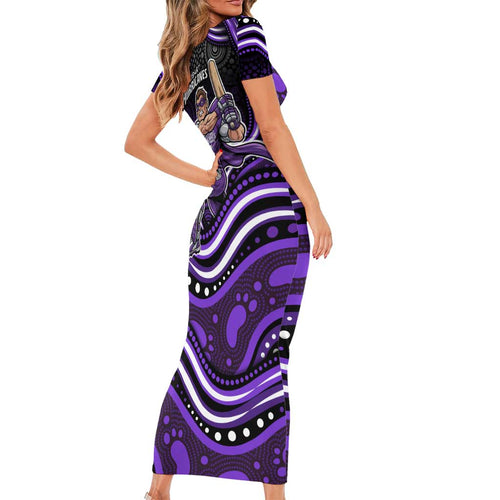 Hobart Hurricanes Cricket Short Sleeve Bodycon Dress Australian Cricket Mascot - Modern Indigenous Style