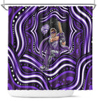 Hobart Hurricanes Cricket Shower Curtain Australian Cricket Mascot - Modern Indigenous Style