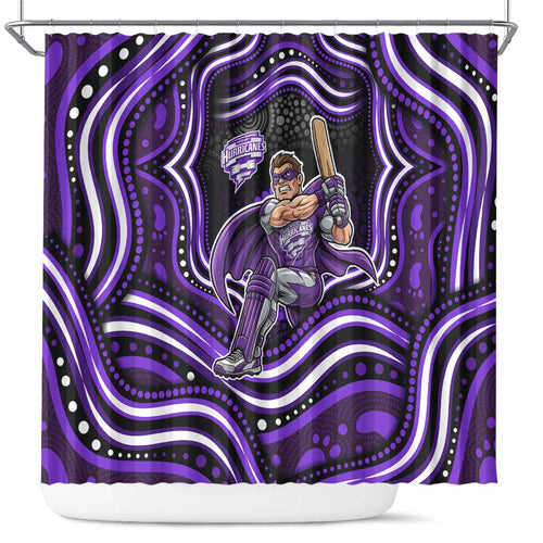 Hobart Hurricanes Cricket Shower Curtain Australian Cricket Mascot - Modern Indigenous Style