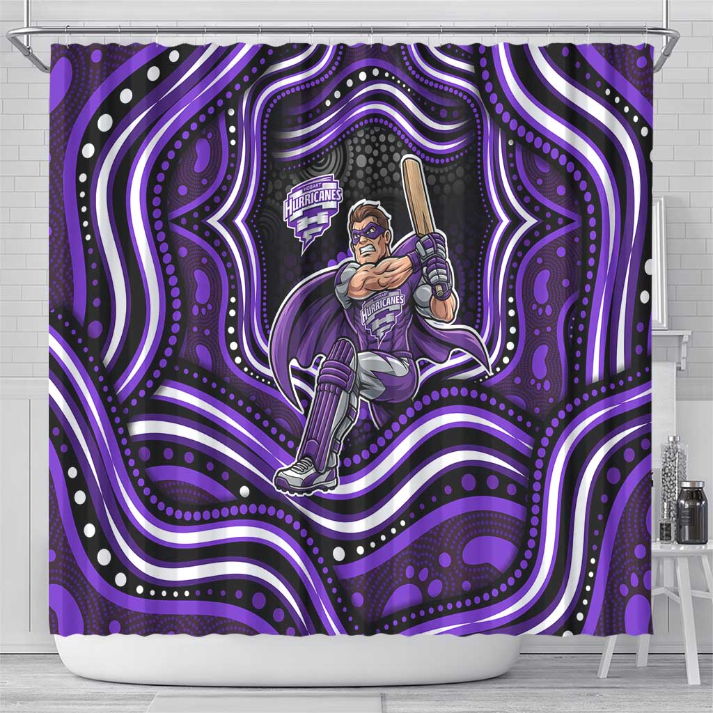 Hobart Hurricanes Cricket Shower Curtain Australian Cricket Mascot - Modern Indigenous Style