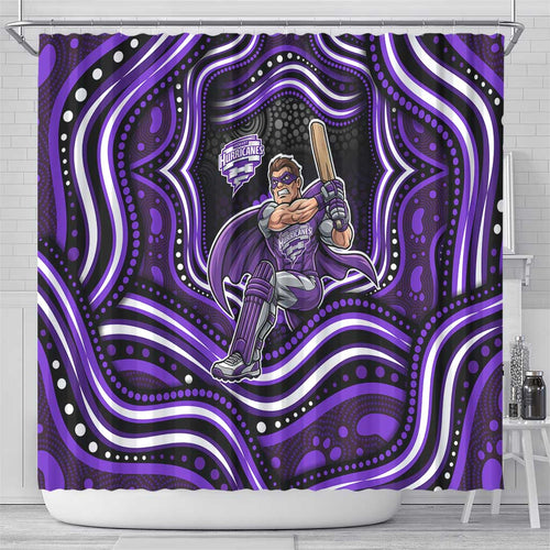 Hobart Hurricanes Cricket Shower Curtain Australian Cricket Mascot - Modern Indigenous Style