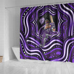 Hobart Hurricanes Cricket Shower Curtain Australian Cricket Mascot - Modern Indigenous Style