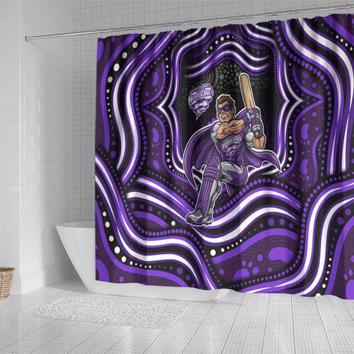 Hobart Hurricanes Cricket Shower Curtain Australian Cricket Mascot - Modern Indigenous Style
