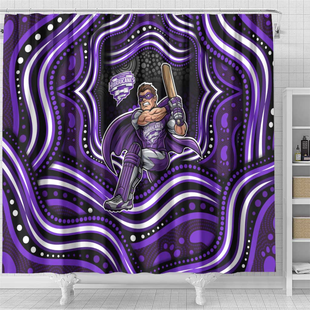 Hobart Hurricanes Cricket Shower Curtain Australian Cricket Mascot - Modern Indigenous Style