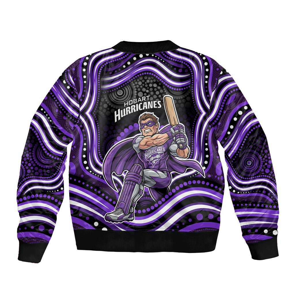 Hobart Hurricanes Cricket Sleeve Zip Bomber Jacket Australian Cricket Mascot - Modern Indigenous Style